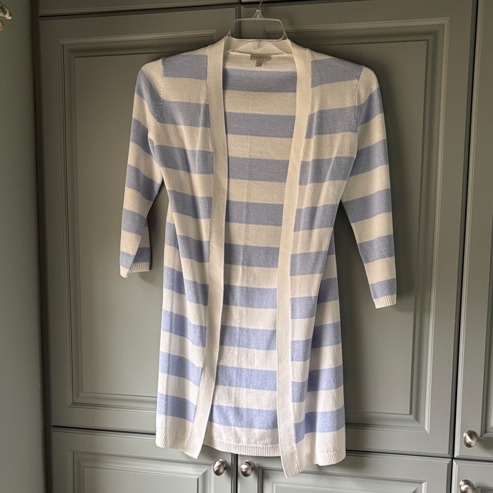 Talbots Blue and White Striped Cardigan